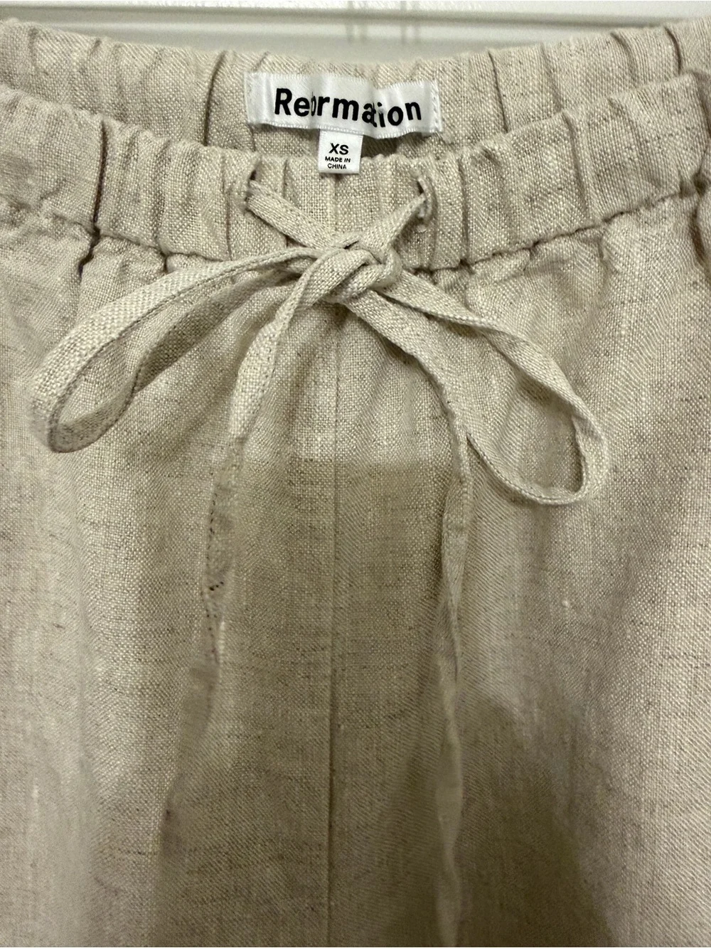 Relaxed Linen-Blend Drawstring Pants - Beige